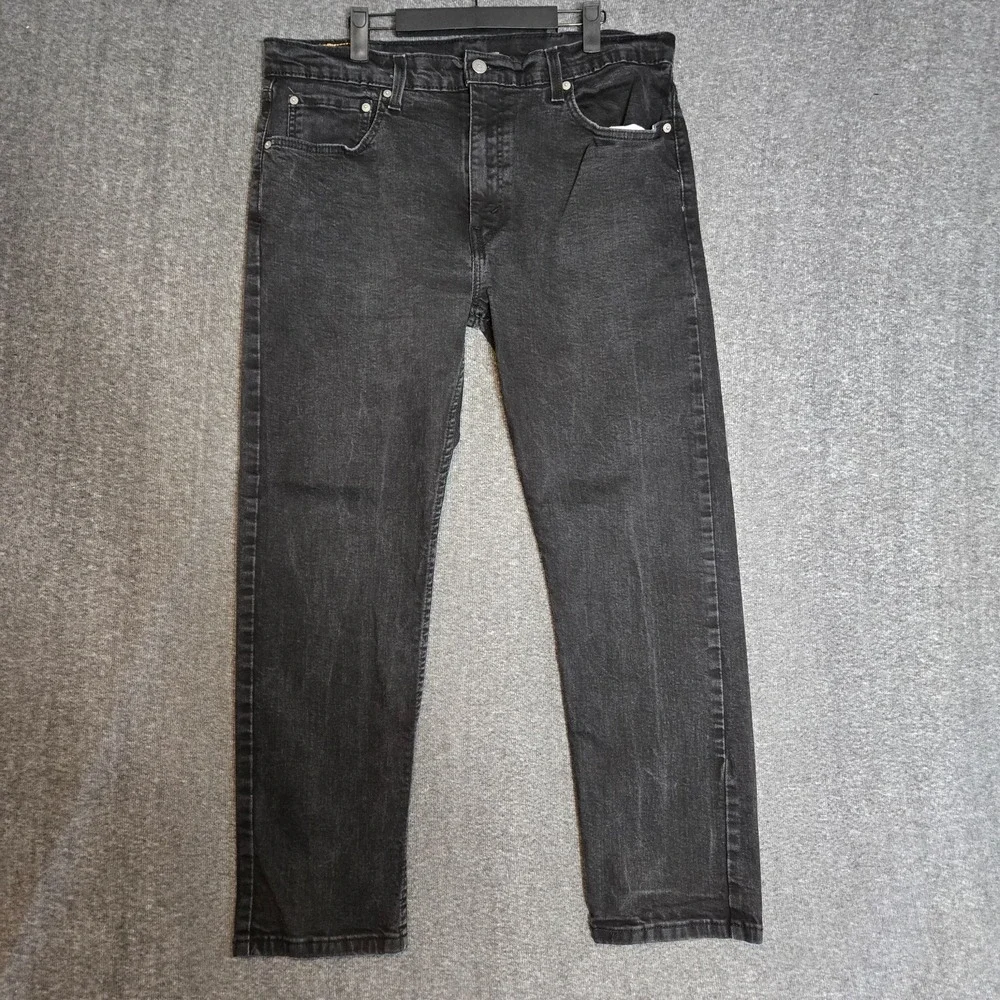 Levi 502 Jeans Mens Tag 38x32 (‎ Meas 36x28) Black Dark Wash Denim Pants Tapered